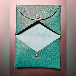 Hermes Calvi Card Holder Malachite Bleu Atoll new with box